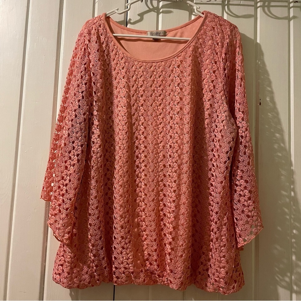 Roz & Ali crochet blouse 2X like new